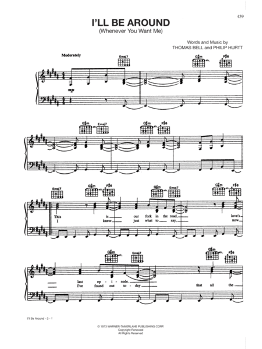 I'll Be Around (Whenever You Want Me) Piano, Vocal, Guitar scores gallery preview page 1
