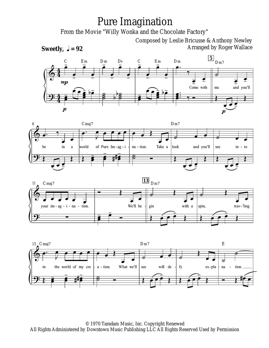 Pure Imagination Piano Solo scores gallery preview page 1