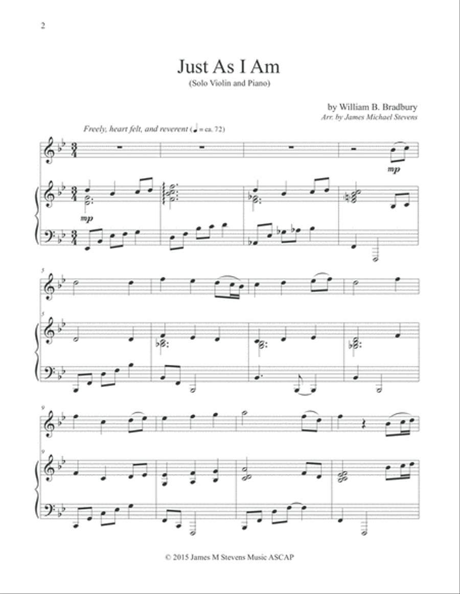 Just As I Am (Piano & Violin) Violin Solo scores gallery preview page 2