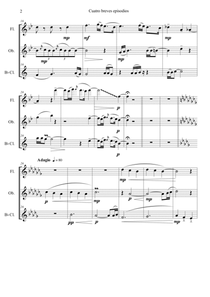 Cuatro breves episodios para fluta, oboe y clarinete en Sib image number null