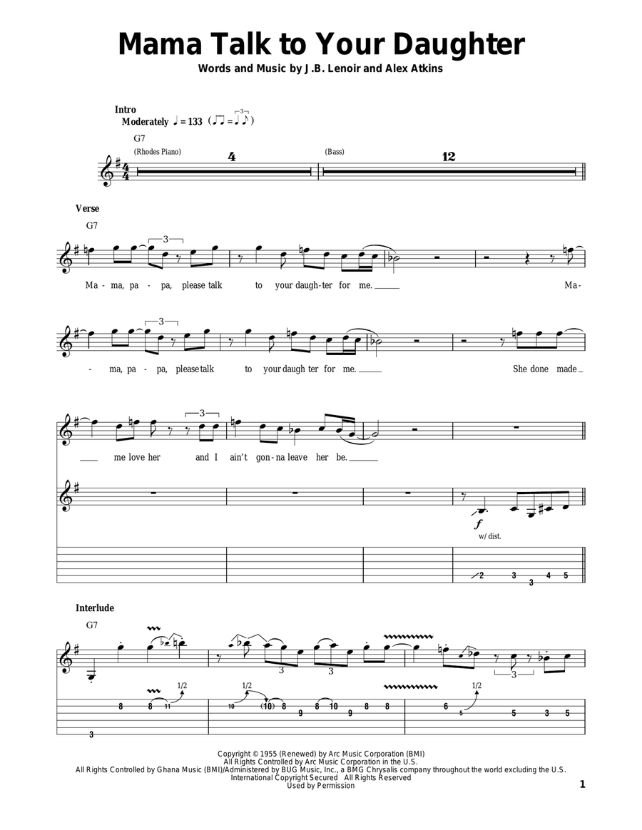 Mama Talk To Your Daughter Acoustic Guitar scores gallery preview page 1