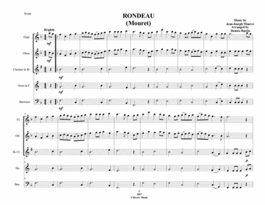 Rondeau (Mouret) - Woodwind Quintet - Intermediate image number null