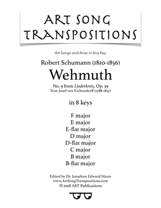 Book cover for SCHUMANN: Wehmuth, Op. 39 no. 9 (in 8 keys: F, E, E-flat, D, D-flat, C, B, B-flat major)