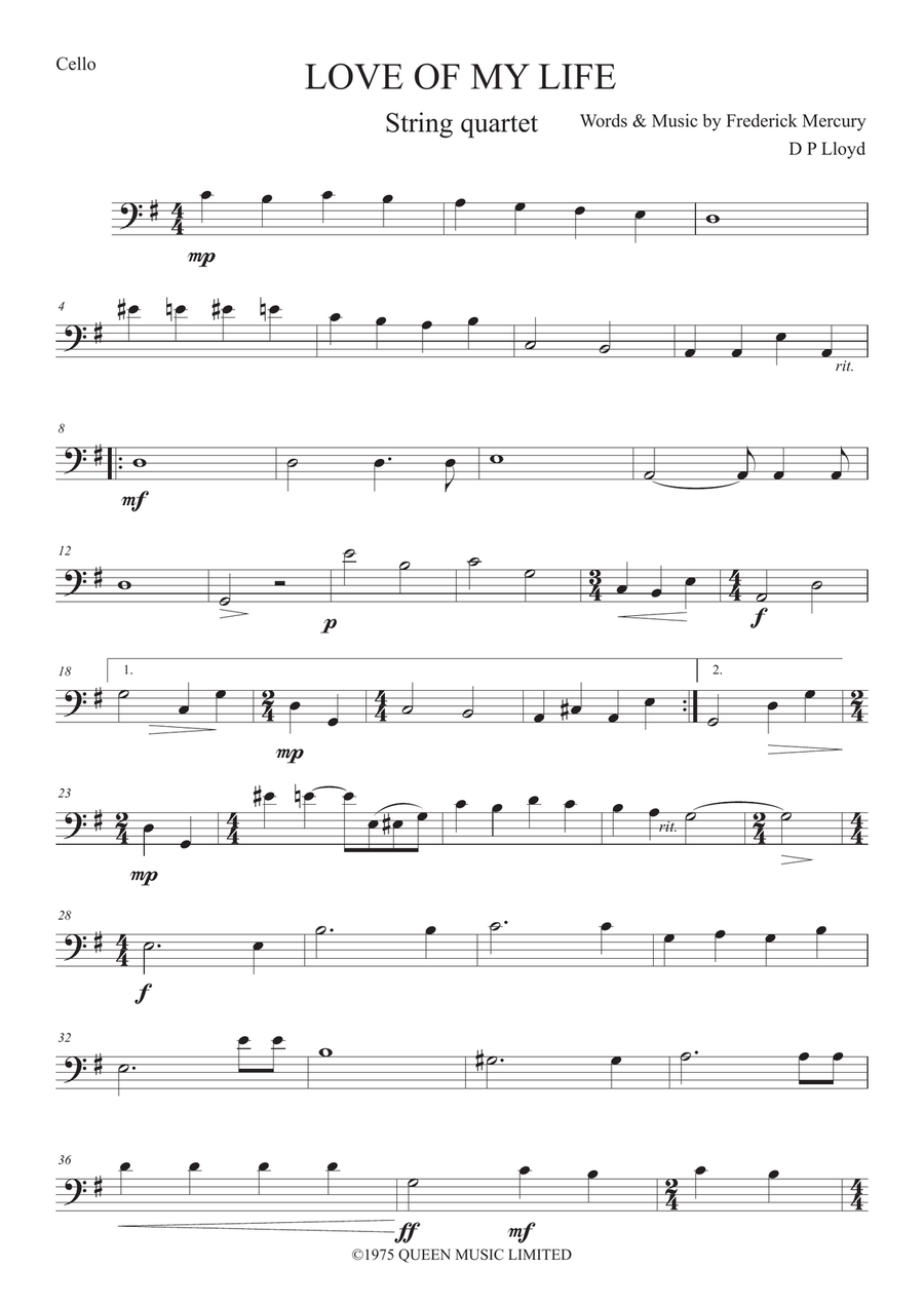 Love Of My Life String Quartet scores gallery preview page 6
