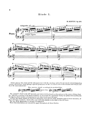 Book cover for Bertini: Twenty-five Easy Studies, Op. 100