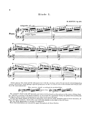 Bertini: Twenty-five Easy Studies, Op. 100