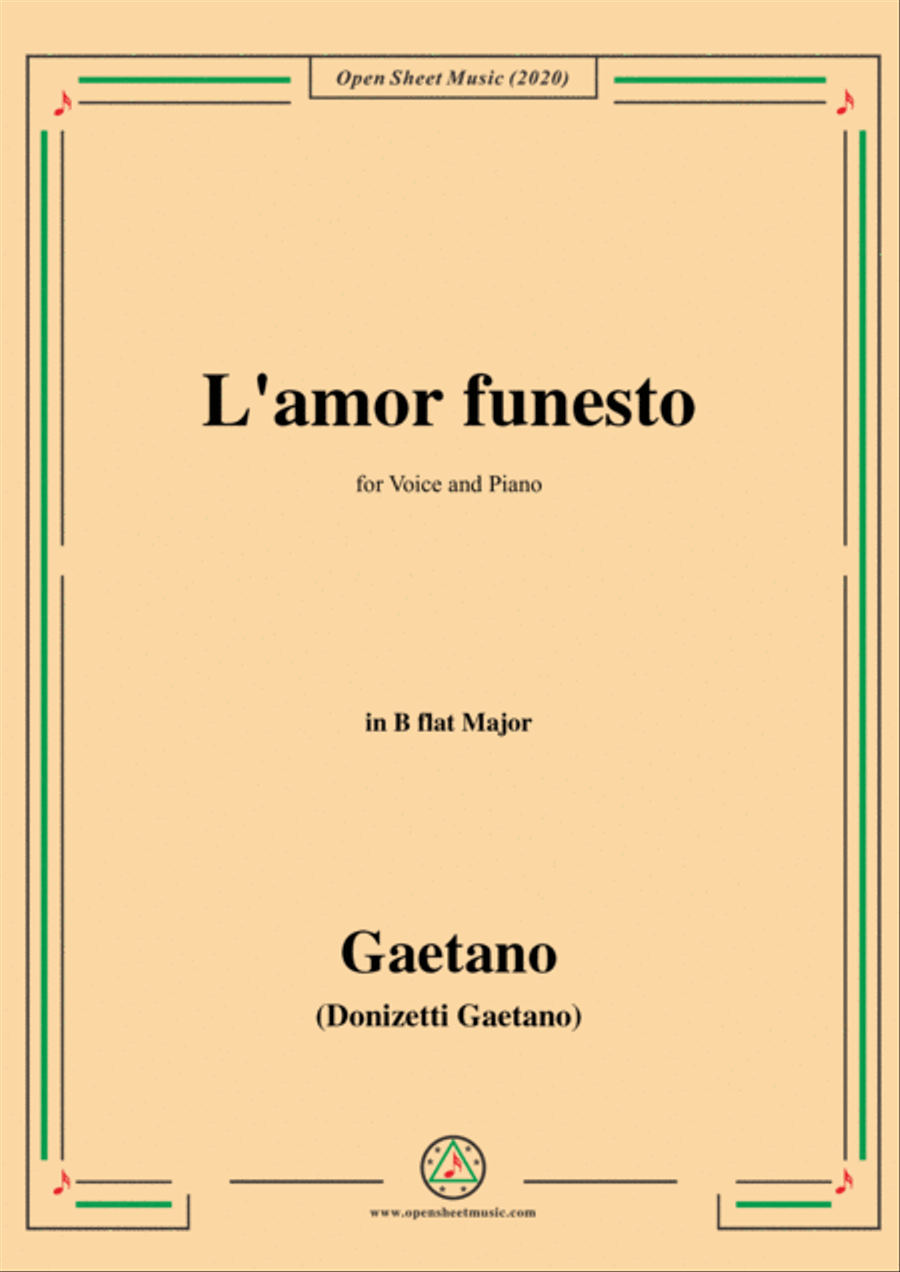 Donizetti-L'amor funesto,in B flat Major,for Voice and Piano Voice Solo scores gallery preview page 1