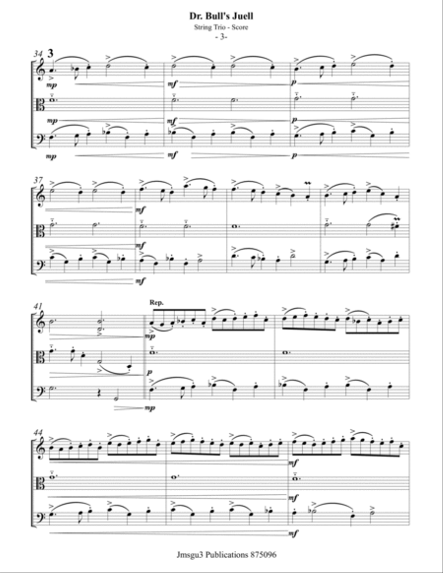 Bull: Dr. Bull's Juell for String Trio String Trio scores gallery preview page 3