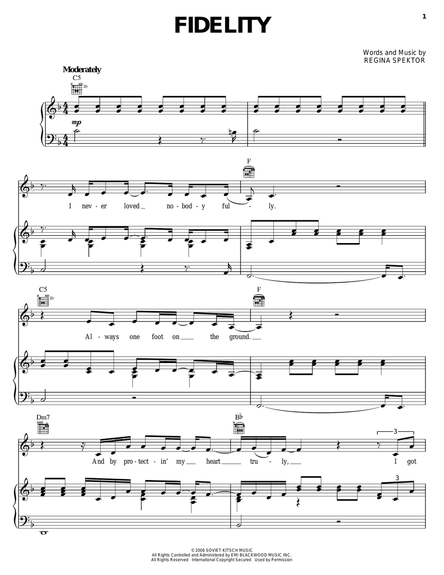 Fidelity Fidelity Piano, Vocal, Guitar scores gallery preview page 1