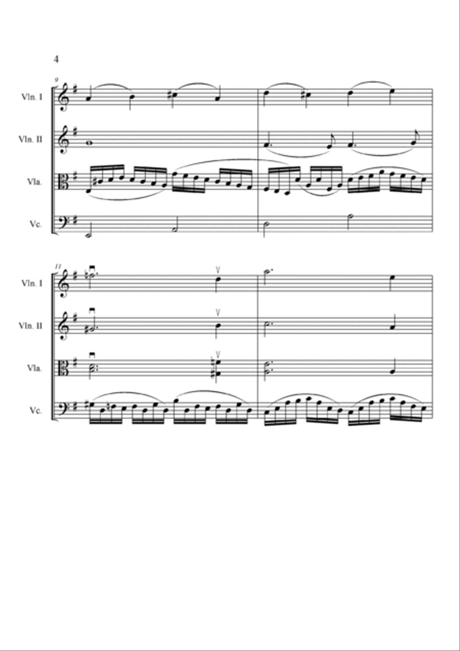 Bach cello suite n.1 for string quartet - Prelude String Quartet scores gallery preview page 3