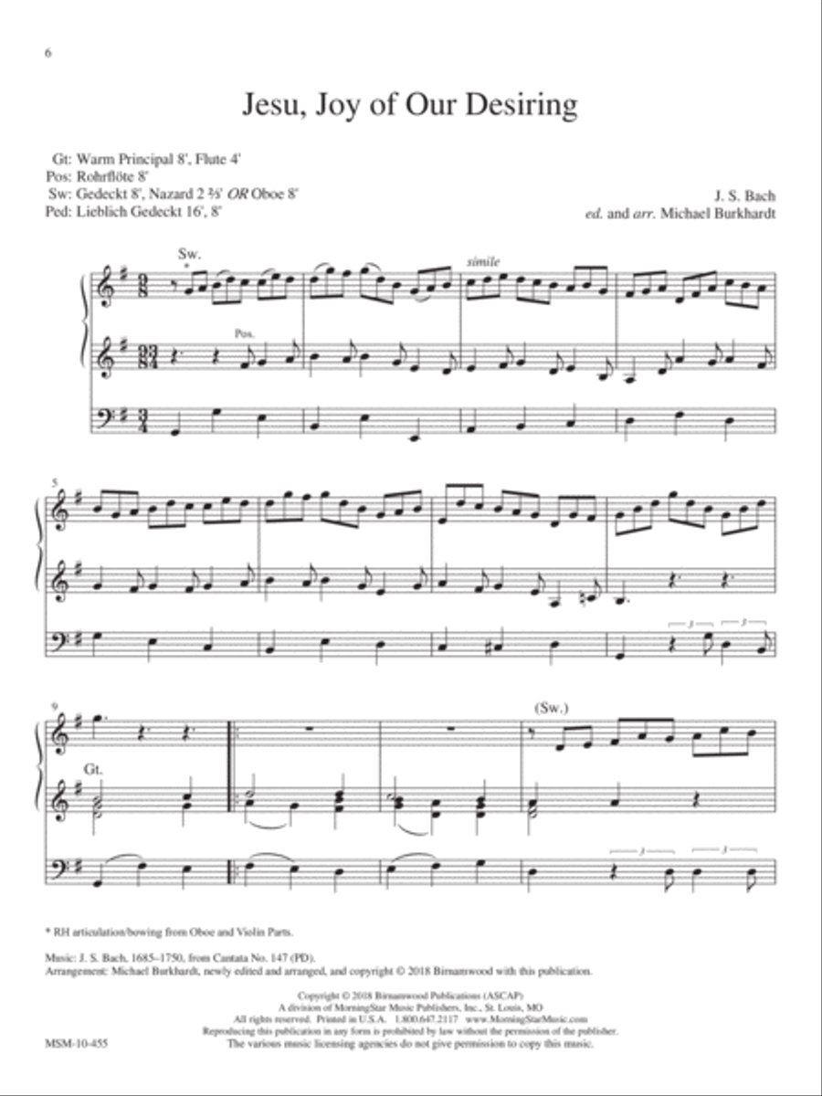 Jesu, Joy of Our Desiring Organ scores gallery preview page 1