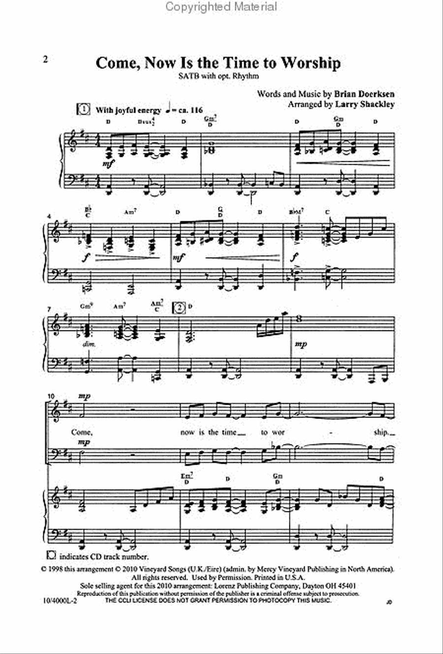 Come, Now Is the Time to Worship 4-Part scores gallery preview page 2