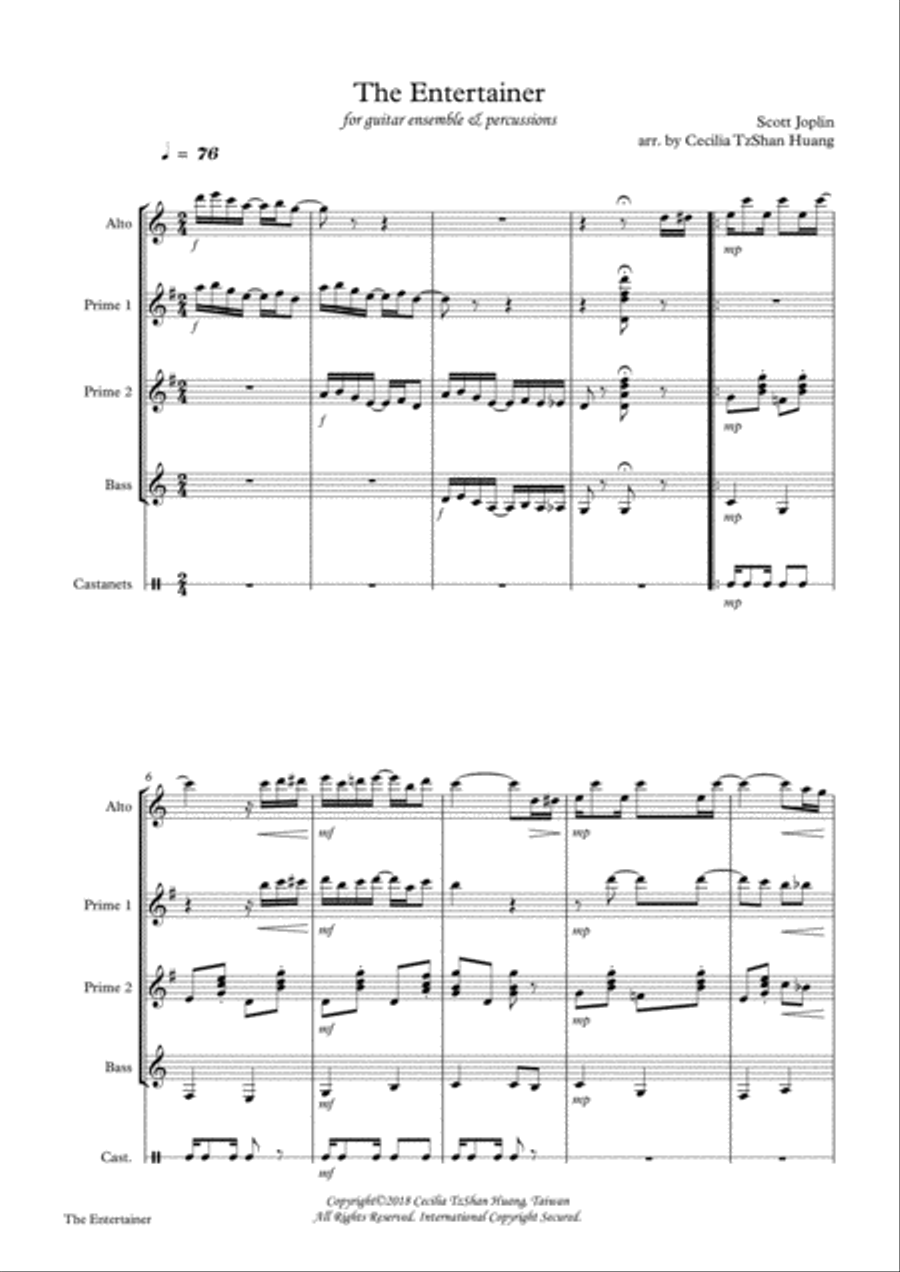 The Entertainer - for Guitar Ensemble Small Ensemble scores gallery preview page 2