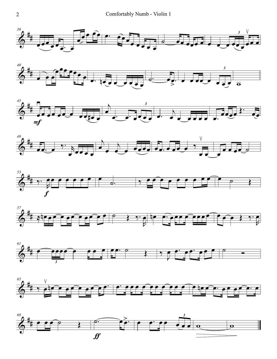 Comfortably Numb Comfortably Numb String Quartet scores gallery preview page 2