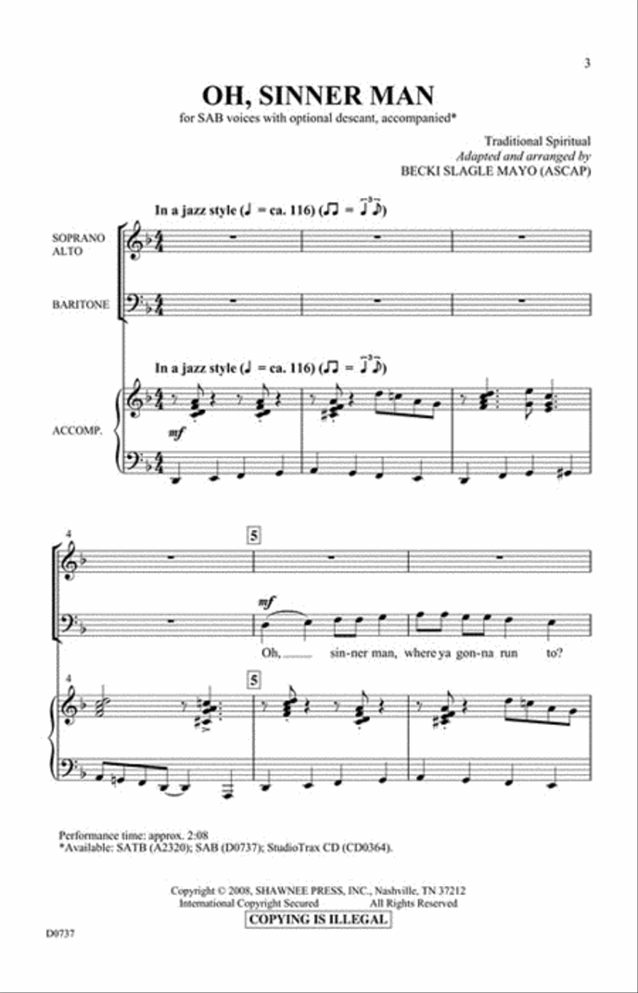 Oh Sinner Man Oh Sinner Man 3-Part scores gallery preview page 2