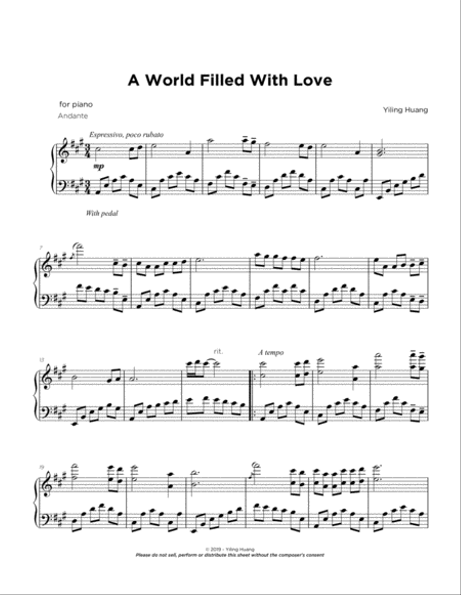 " A World Filled with Love" Piano Solo by Yiling Huang