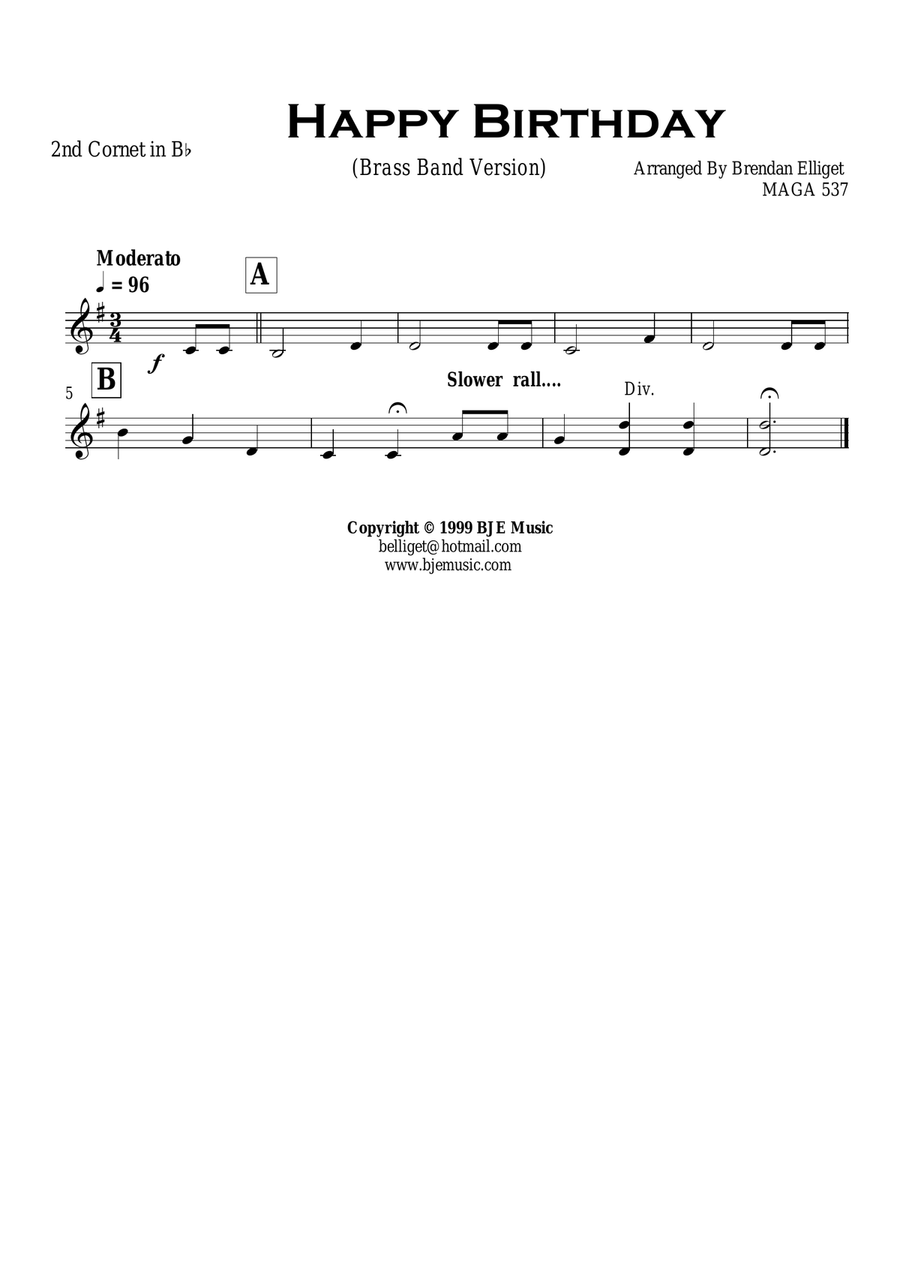 Happy Birthday - Brass Band Score and Parts PDF image number null