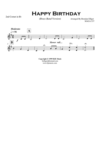 Happy Birthday - Brass Band Score and Parts PDF image number null