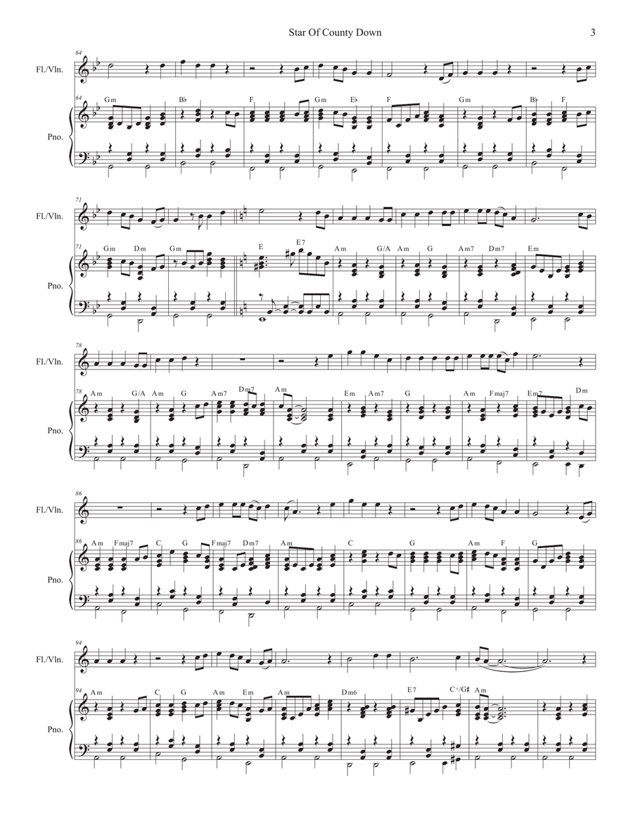 Star Of County Down (Flute or Violin solo and Piano) Star Of County Down (Flute or Violin solo and Piano) Flute scores gallery preview page 3