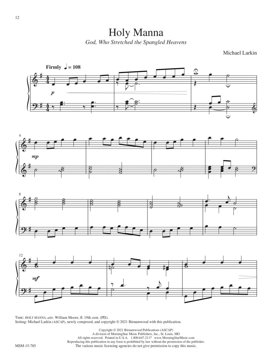God, Who Stretched the Spangled Heavens Piano Solo scores gallery preview page 1
