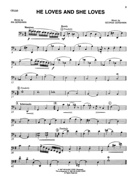 The Man I Love and Other George Gershwin Classics: Cello by George Gershwin String Quartet - Digital Sheet Music