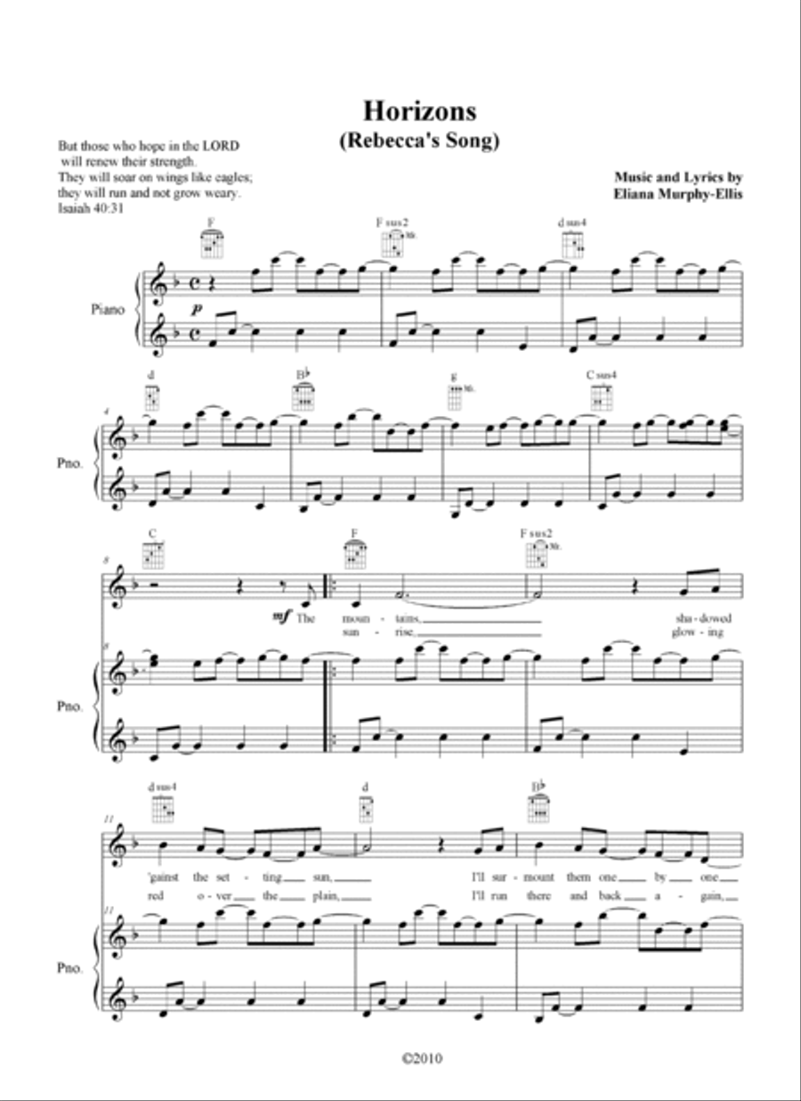 Horizons (Rebecca's Song) Soprano Voice scores gallery preview page 2