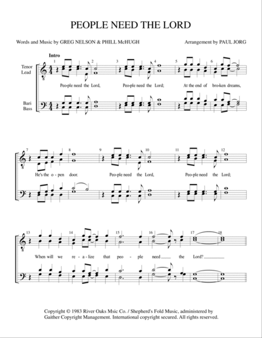 People Need The Lord People Need The Lord TTBB scores gallery preview page 1