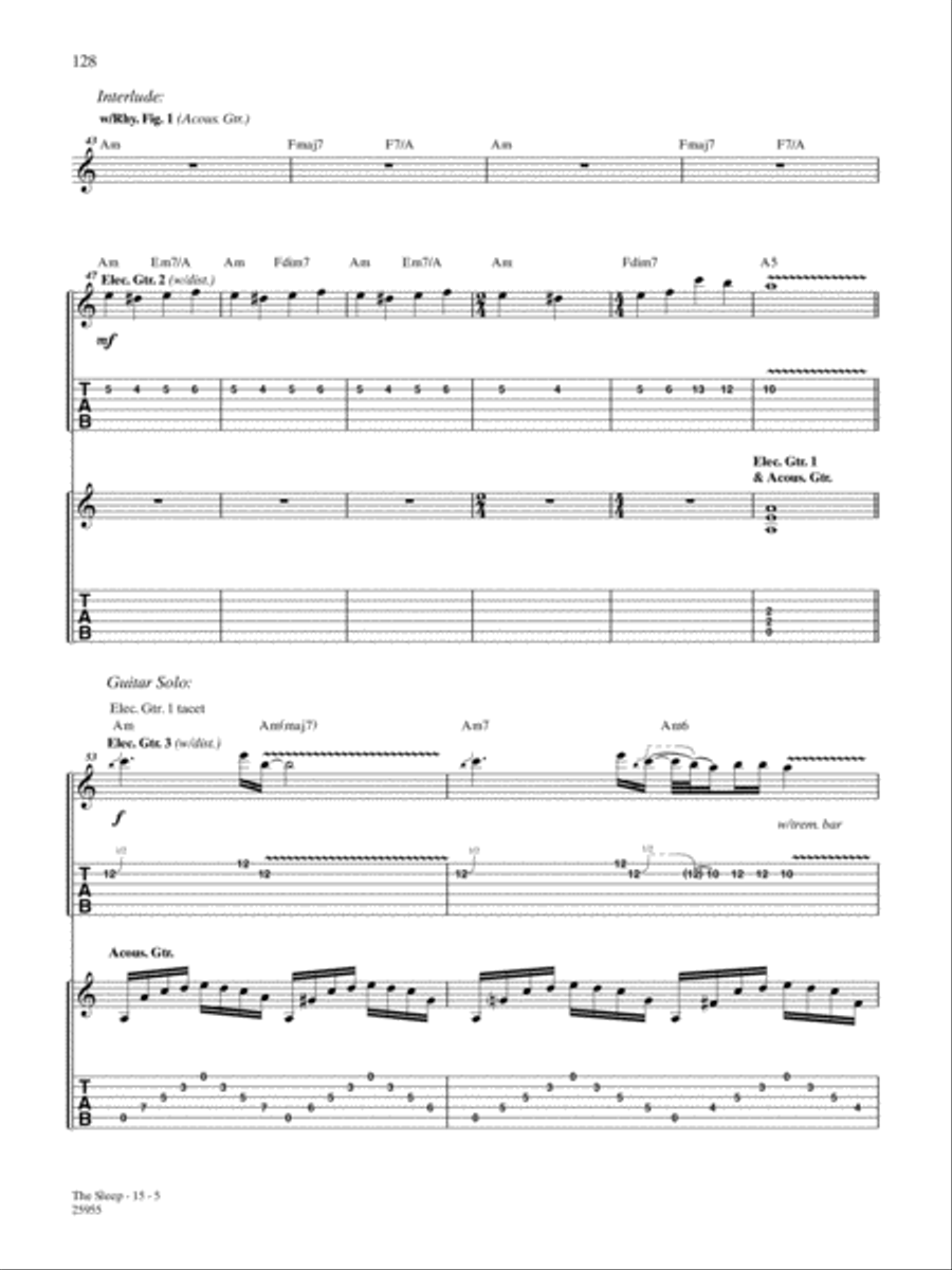 The Sleep Guitar Tablature scores gallery preview page 5