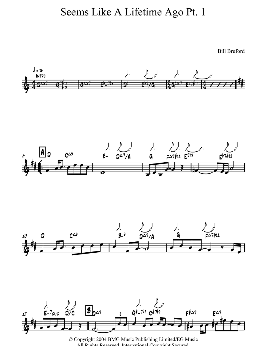 Seems Like A Lifetime Ago Pt. 1 Piano Solo scores gallery preview page 1