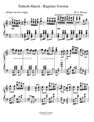 Turkish March (Rondo Alla Turca)-Ragtime Piano Arrangement