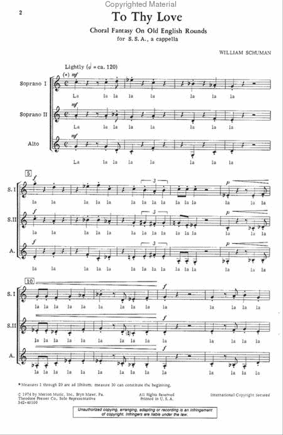To Thy Love SSA scores gallery preview page 2