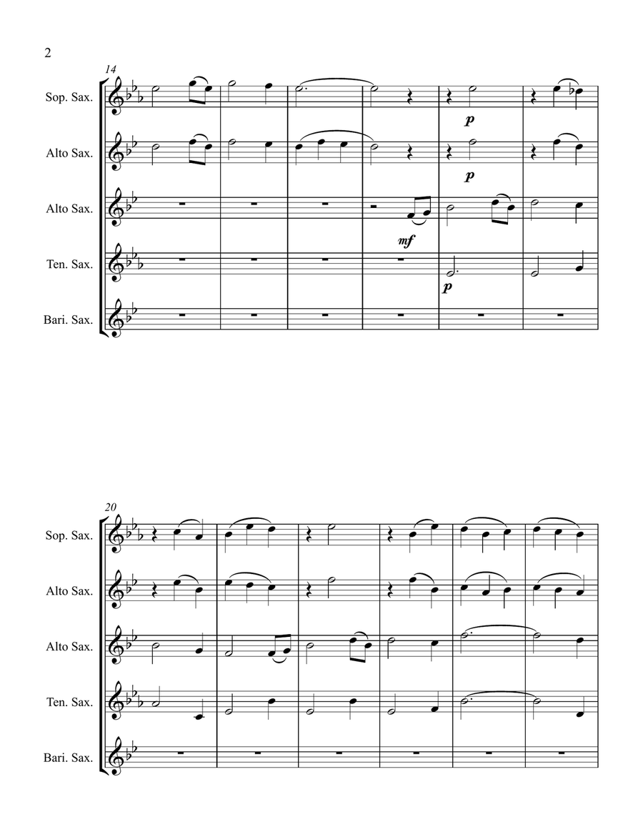 Amazing Grace - for Saxophone Choir Woodwind Quartet scores gallery preview page 3