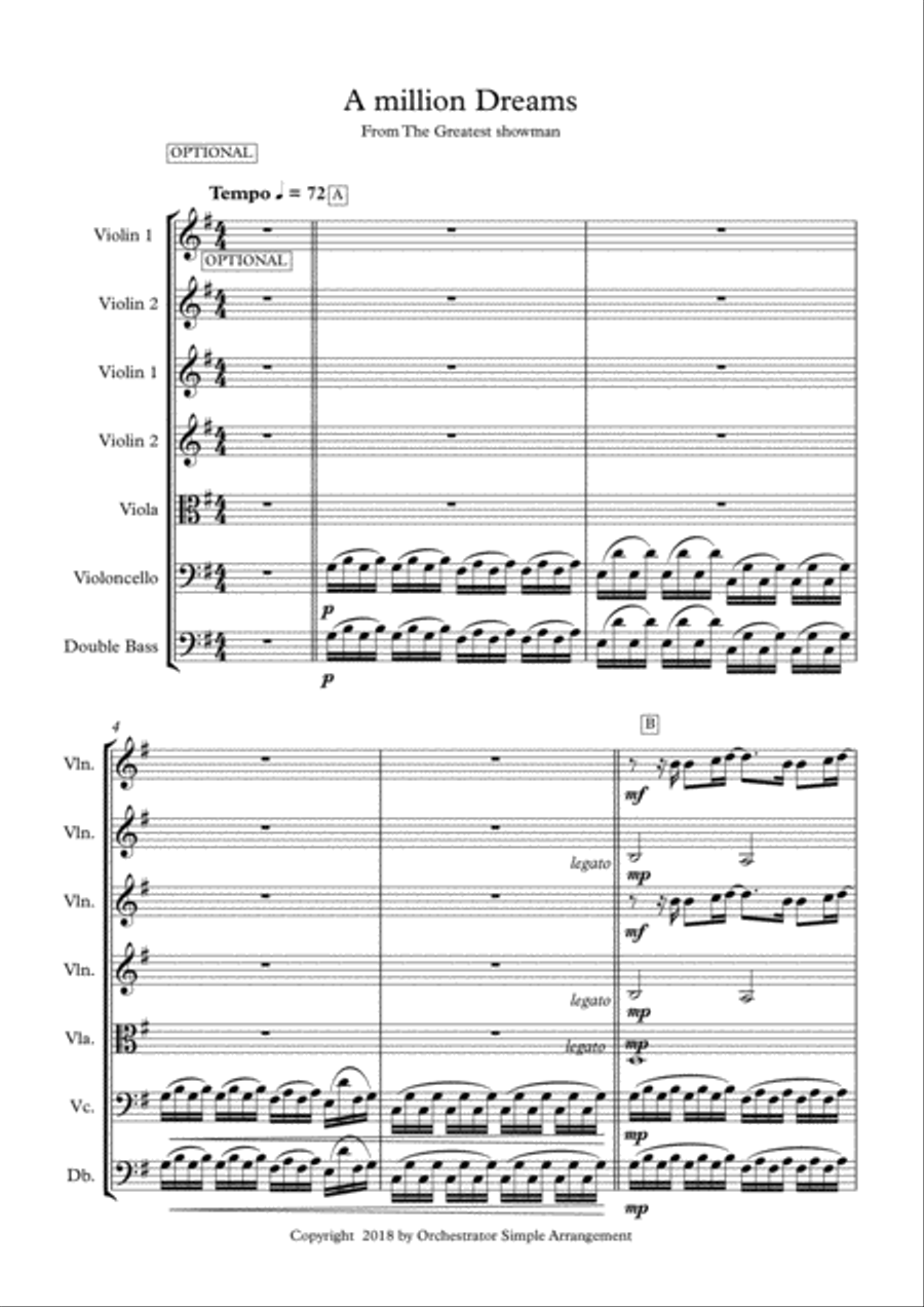 A Million Dreams A Million Dreams Small Ensemble scores gallery preview page 1