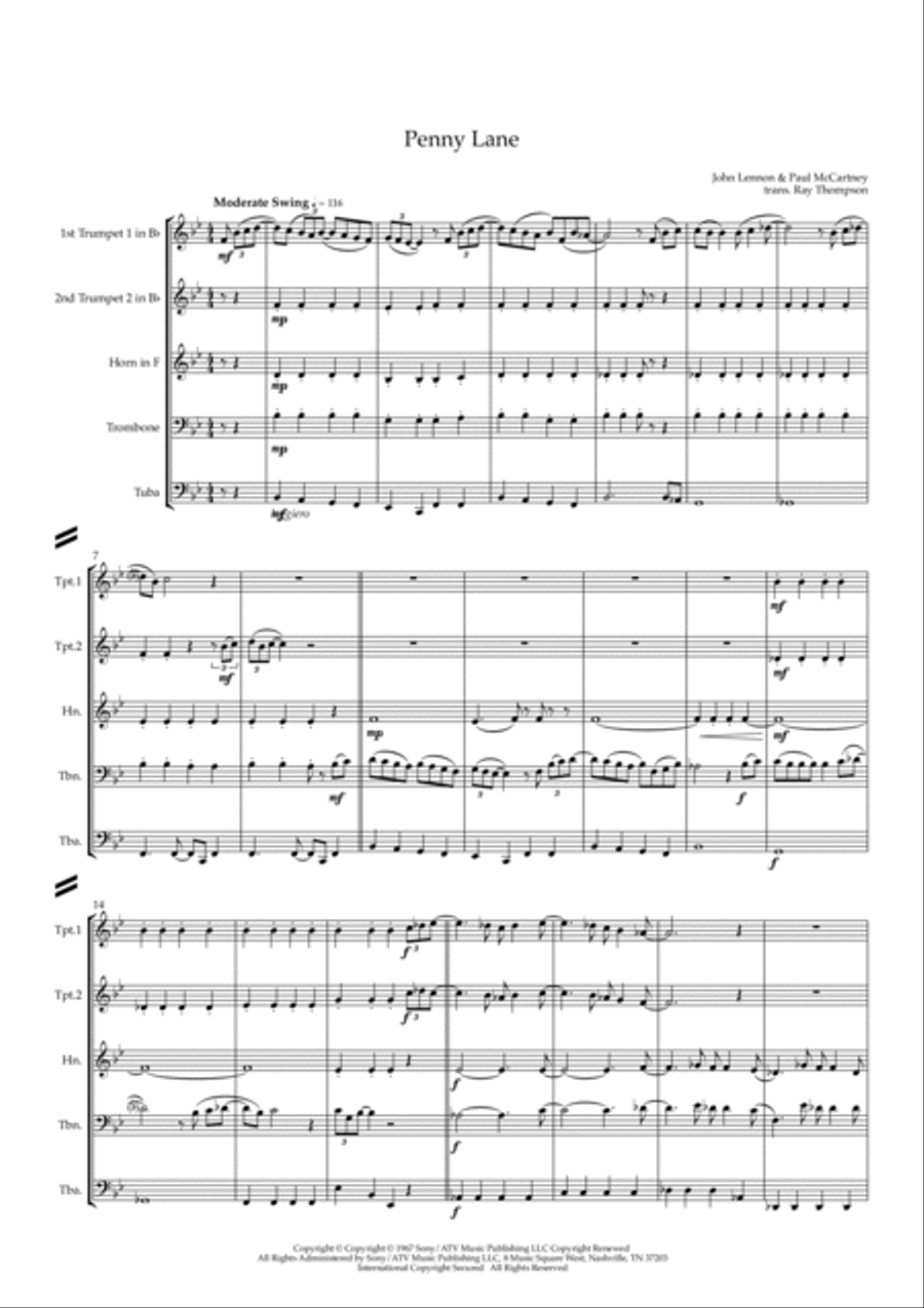 Penny Lane Brass Quintet scores gallery preview page 2