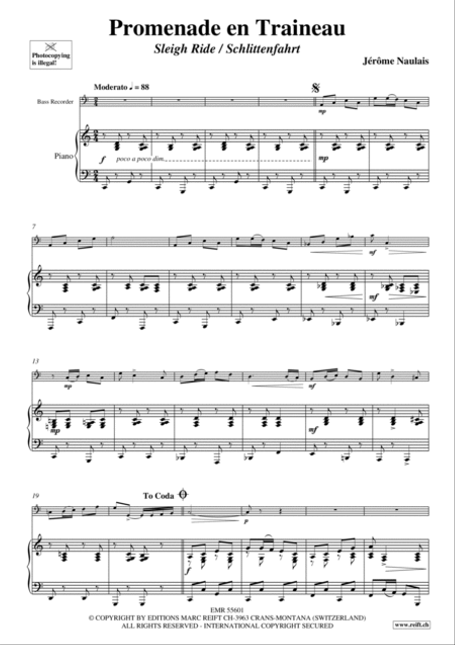 Promenade en Traineau Bass Recorder scores gallery preview page 5