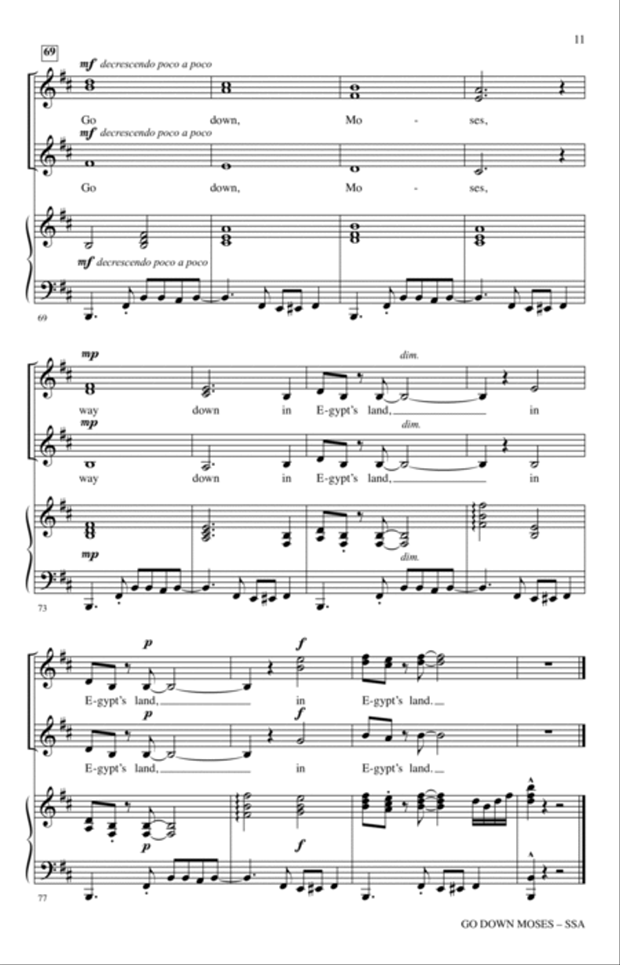 Go Down, Moses (arr. Kirby Shaw) SSA scores gallery preview page 9