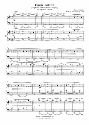 Quem Pastores Carol variations for 2 pianos 4 hands by Simon Peberdy