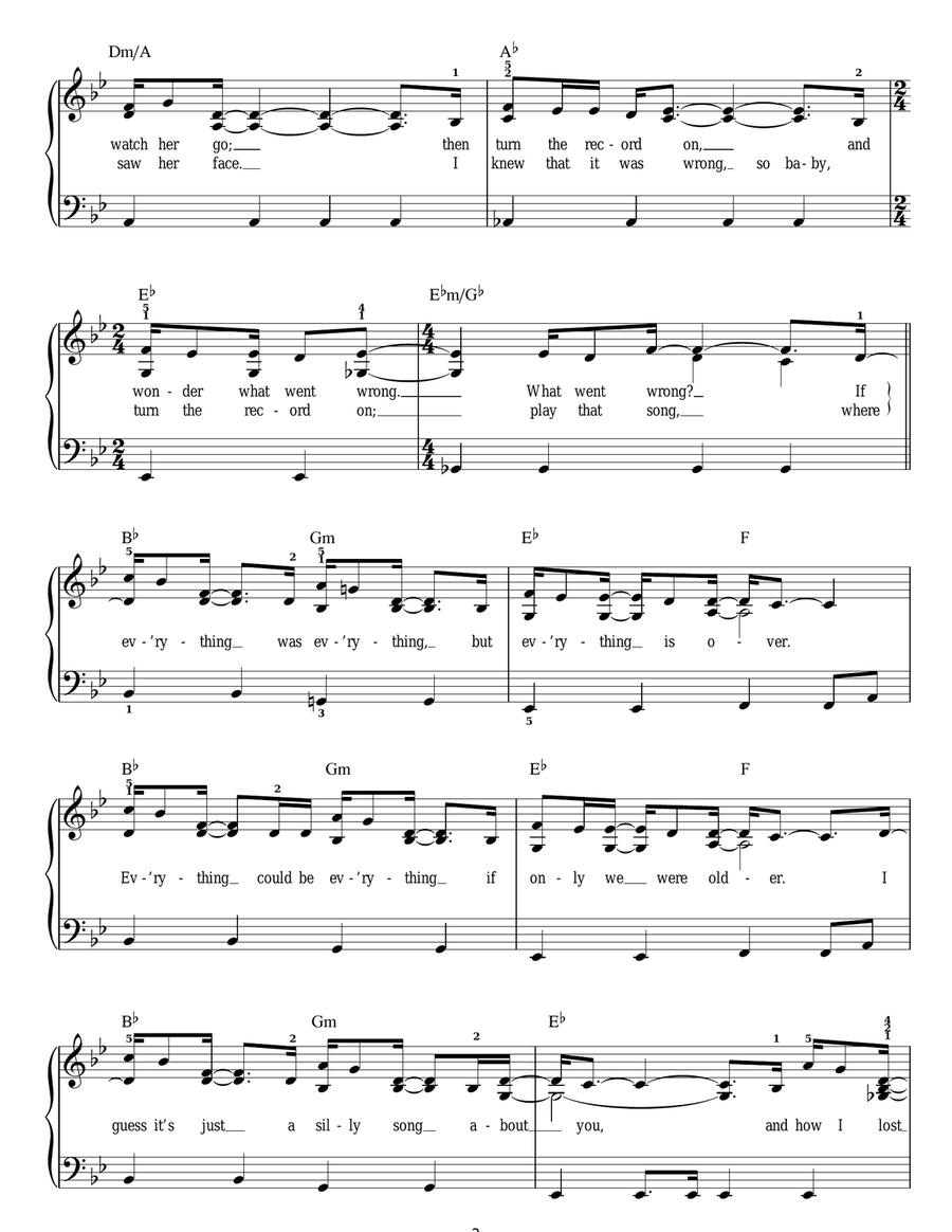 Brown Eyes Easy Piano scores gallery preview page 2