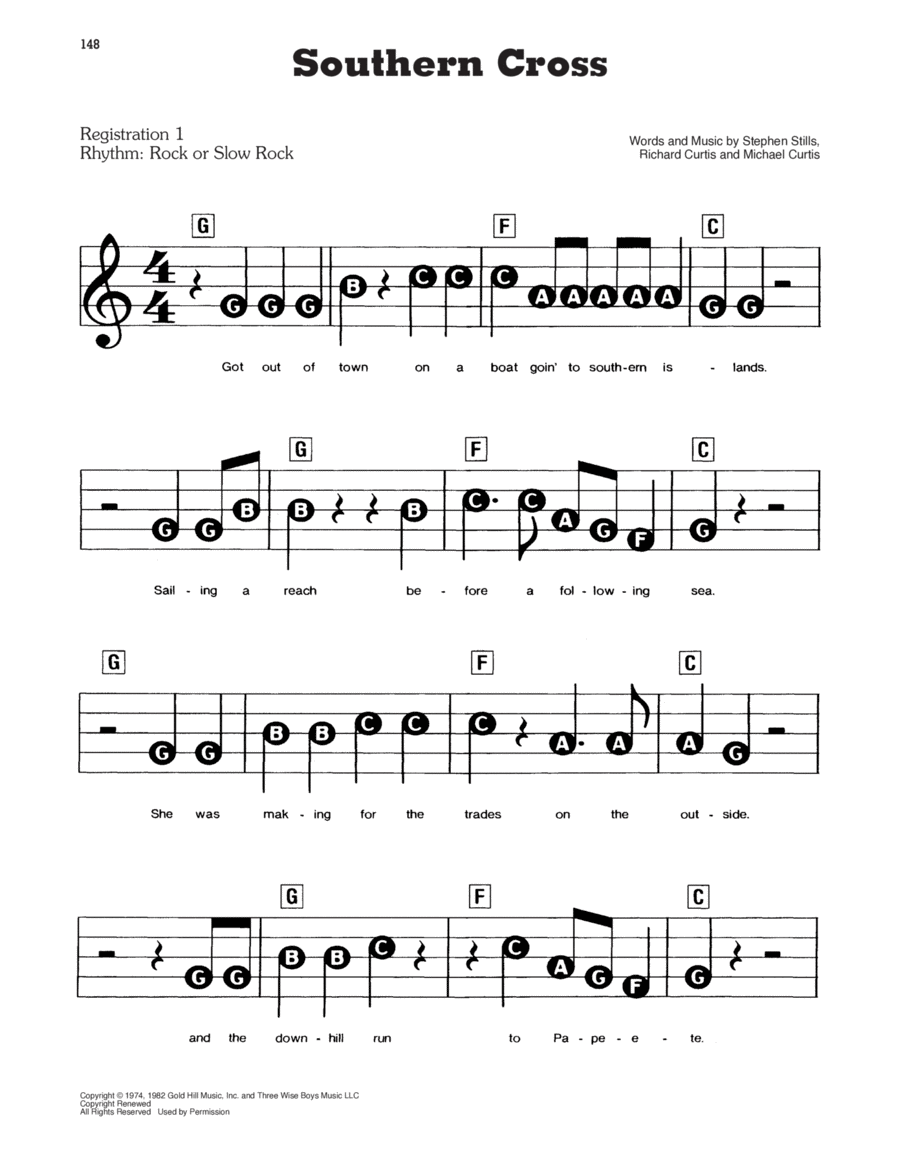Southern Cross Southern Cross Electronic Keyboard scores gallery preview page 1