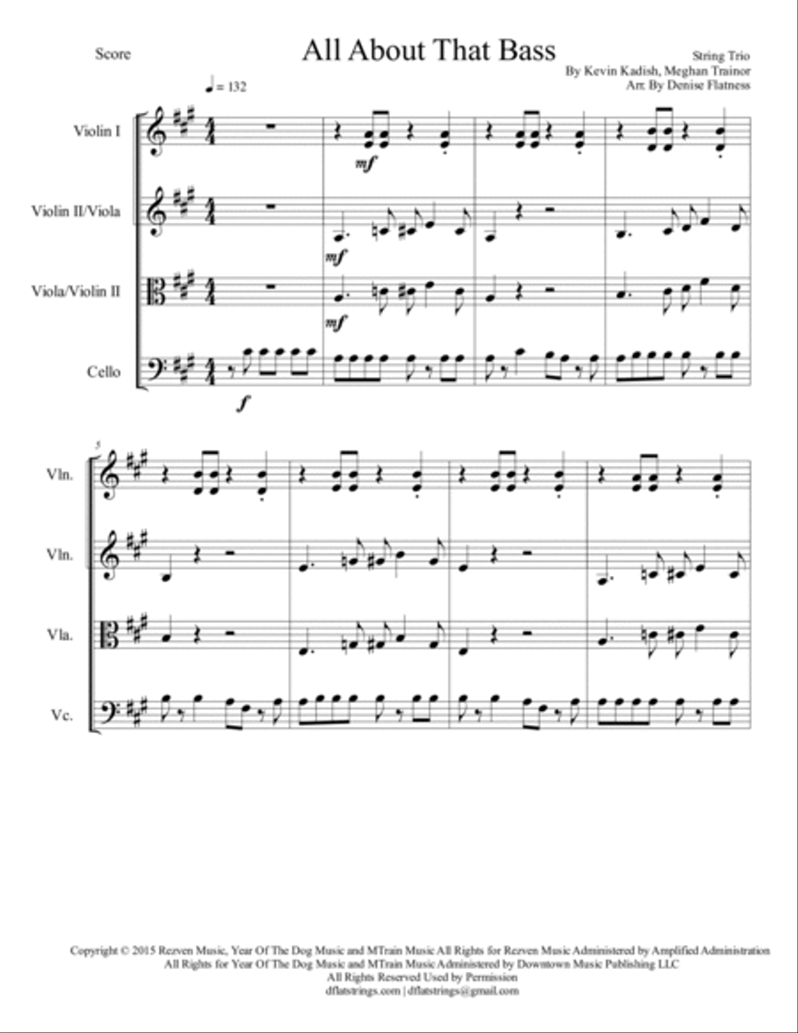 All About That Bass String Trio scores gallery preview page 2