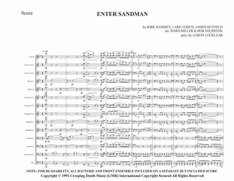 Enter Sandman Marching Band scores gallery preview page 1