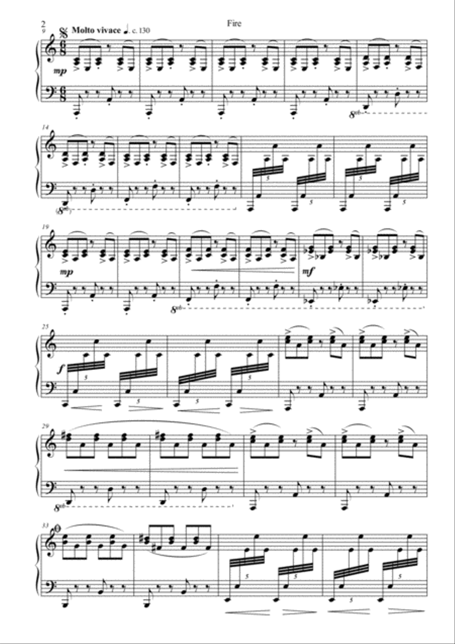 Fire : Part IV of The Elements Easier Version Piano Solo scores gallery preview page 2
