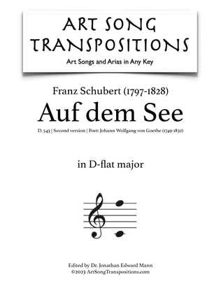 Book cover for SCHUBERT: Auf dem See, D. 543 (second version, transposed to D-flat major)