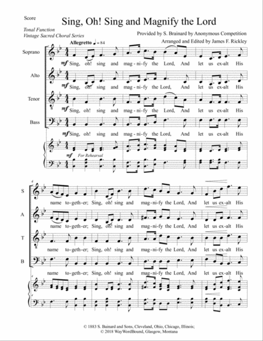 Sing, Oh! Sing and Magnify the Lord 4-Part scores gallery preview page 1