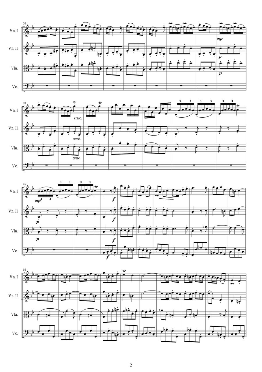 Vivaldi - Violin Concerto in G minor RV 317 Op.12 No.1 for String Quartet String Quartet scores gallery preview page 2