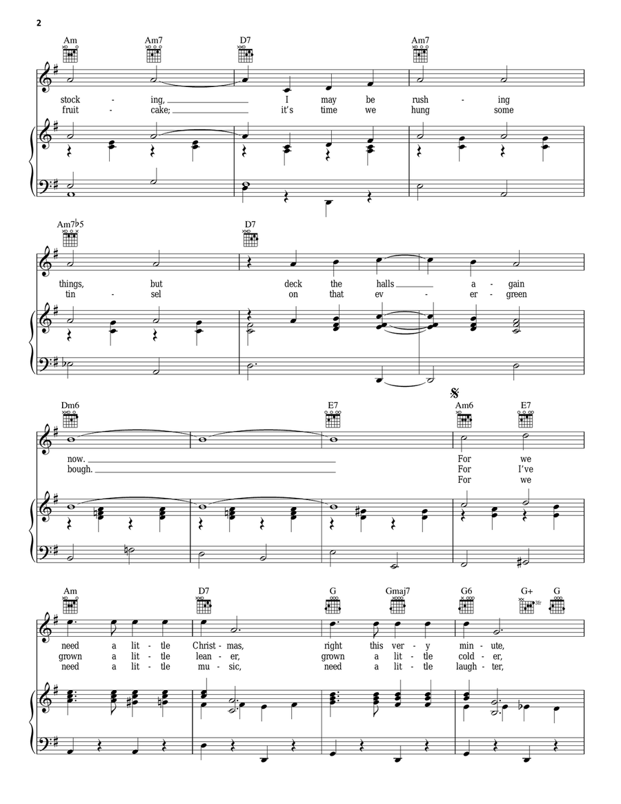 We Need A Little Christmas Piano, Vocal, Guitar scores gallery preview page 2
