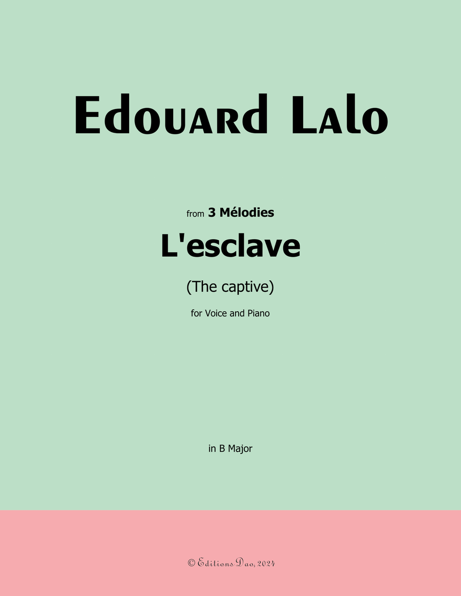 L'esclave, by Edouard Lalo, in B Major Piano, Vocal scores gallery preview page 1