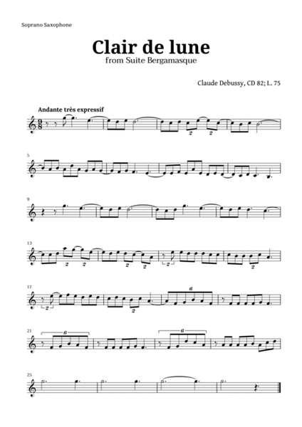 Clair de Lune by Debussy for Soprano and Alto Sax image number null