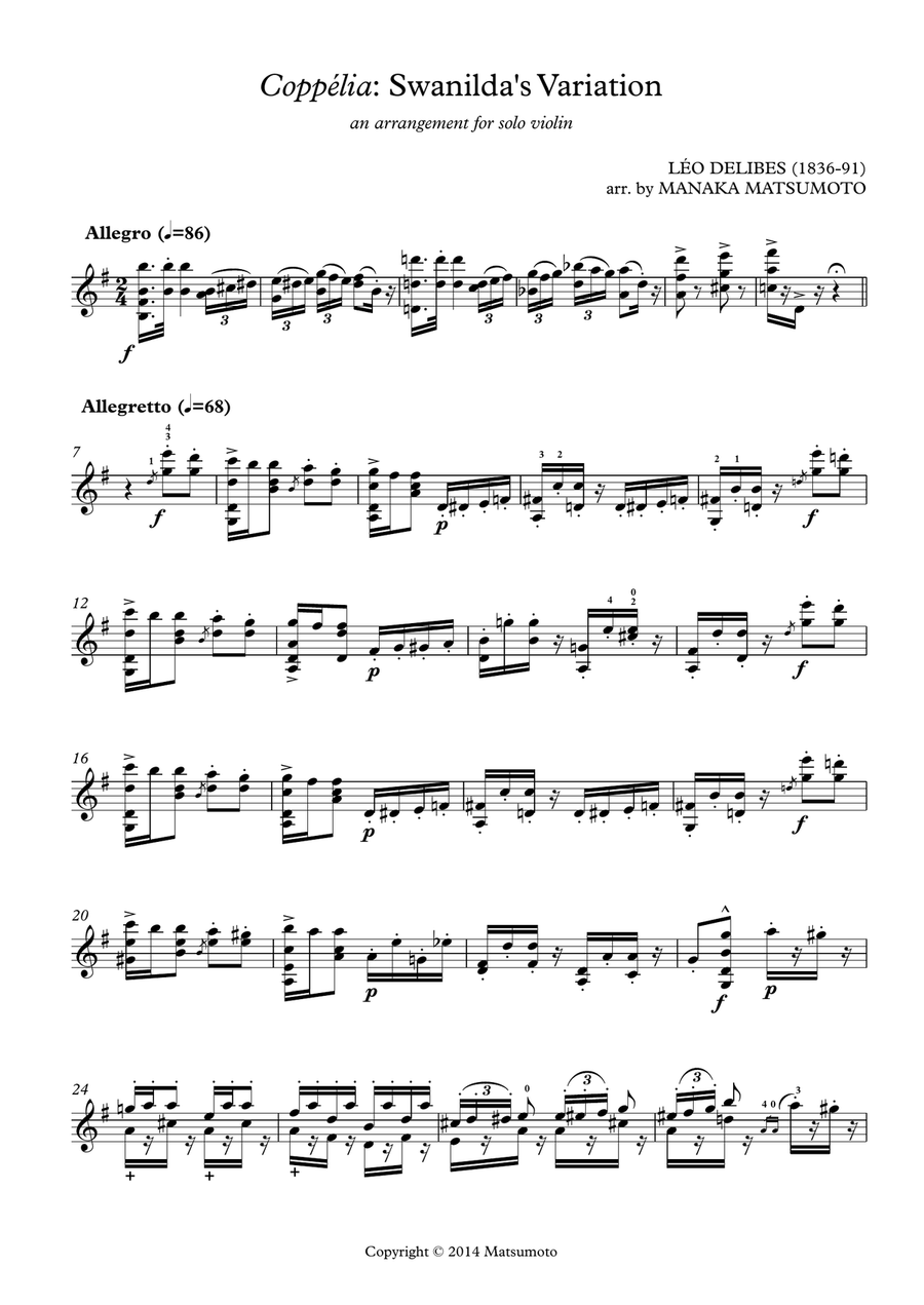 Coppélia - Swanilda's Variation for solo violin Violin Solo scores gallery preview page 2