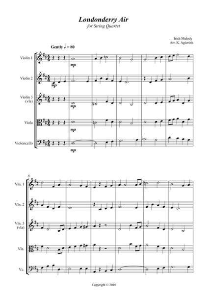 Londonderry Air (Danny Boy) - Jazz Arrangement for String Quartet image number null